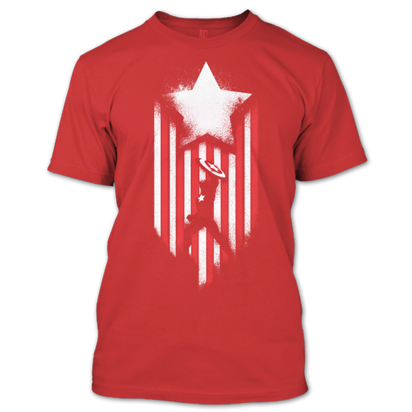 A black t-shirt with the shopify logo