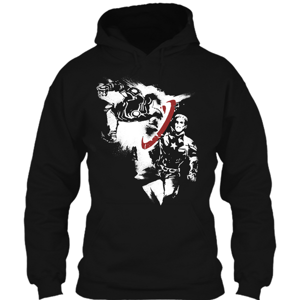 A black t-shirt with the shopify logo