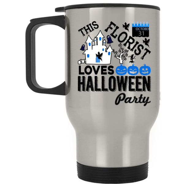 Scary Travel Mug, This Florist Loves Halloween Party Mug