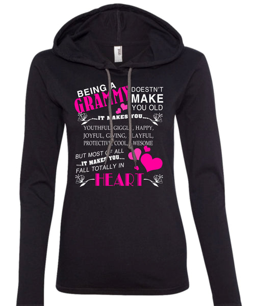Being A Grammy T Shirt, It Makes You Fall Totally In Heart T Shirt (Anvil Ladies Ringspun Hooded)