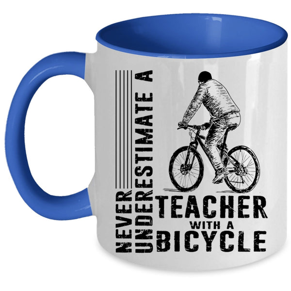 Cool Teacher Coffee Mug, Teacher With A Bicycle Accent Mug
