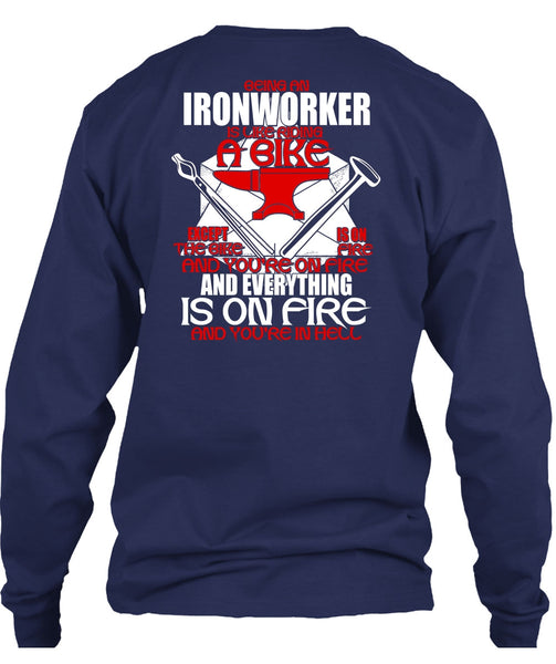 Being An Ironworker T Shirt, Like Riding A Bike T Shirt