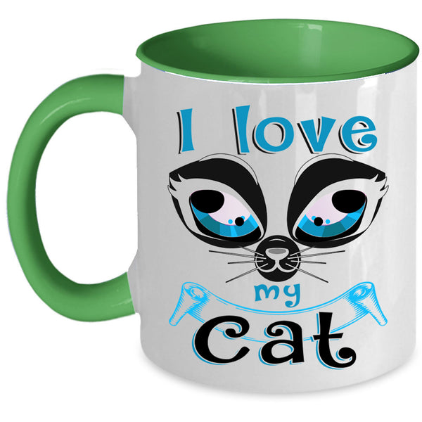Cute Gift For Cat Lovers Coffee Mug, I Love My Cat Accent Mug