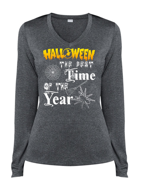 Halloween The Best Time Of The Year T Shirt, I Love You Pumpkin T Shirt, Cool Shirt (Ladies LS Heather V-Neck)