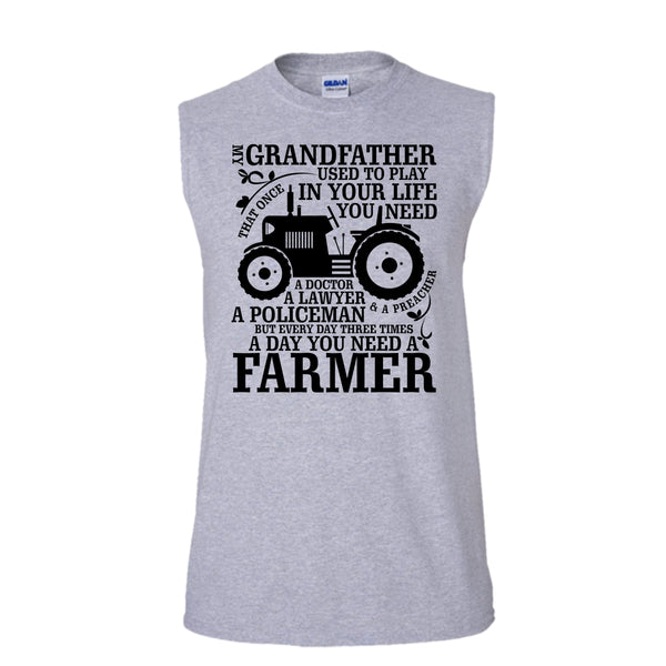 My Grandfather T Shirt, Farming Grandfather T Shirt, Awesome t-shirts (Men's Cotton Sleeveless)