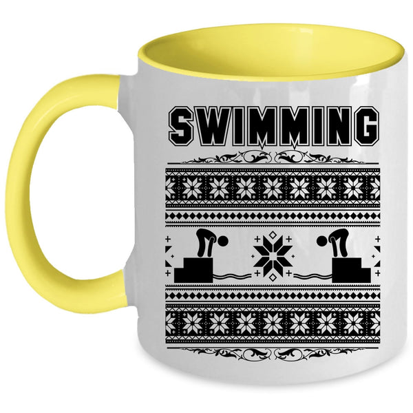 Noel Christmas Coffee Mug, Swimming Accent Mug