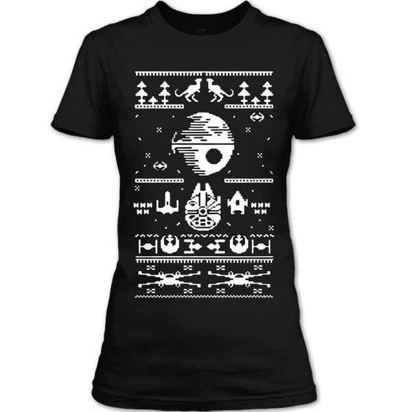 A black t-shirt with the shopify logo