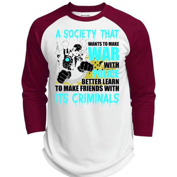 Wants To Make War With Police T Shirt, I Love Police T Shirt, Awesome T-Shirts  (Polyester Game Baseball Jersey)