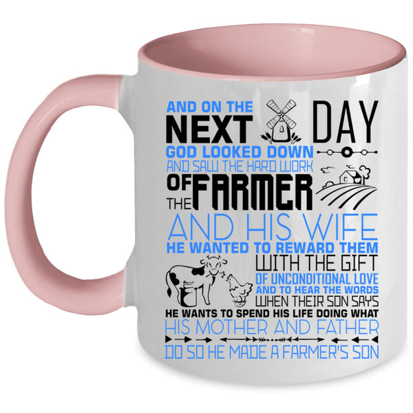 He Made A Farmer's Son Coffee Mug, His Mother And Father Accent Mug