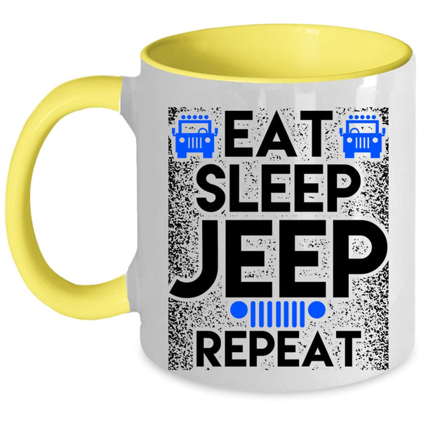 Awesome Jeep Coffee Mug, Eat Sleep Jeep Repeat Accent Mug