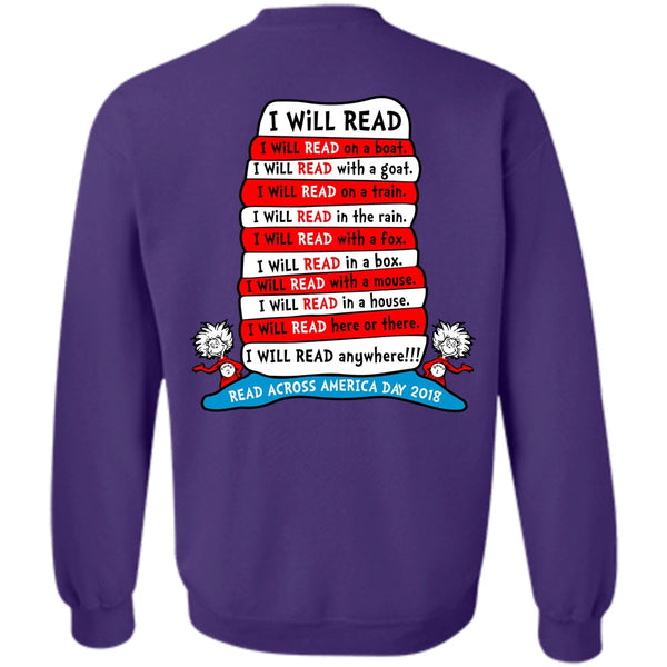 The Cat in the Hat T Shirt, I Will Read Anywhere T Shirt, Read Across America Day 2018 Sweatshirt