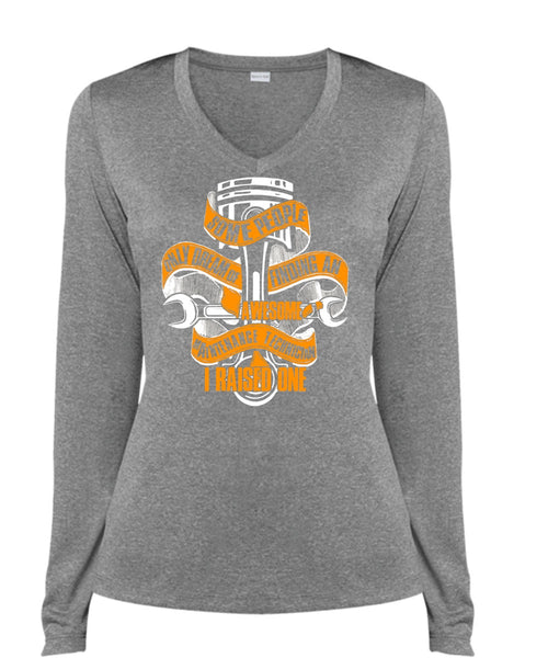 Finding An Awesome Maintenance Technician T Shirt, Being A Mechanic T Shirt, Cool Shirt (Ladies LS Heather V-Neck)