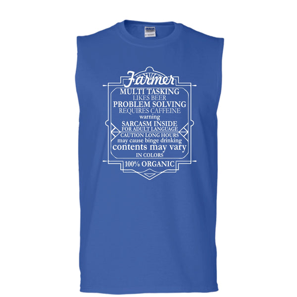 Farmer Multi Tasking T Shirt, 100% Organic T Shirt, Cool T Shirt (Men's Cotton Sleeveless)
