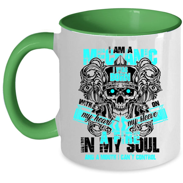 I Was Born With My Heart Coffee Mug, I Am A Mechanic Accent Mug