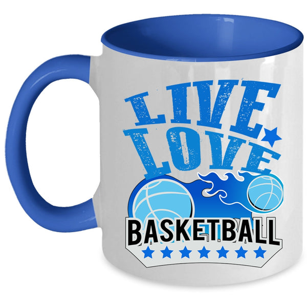 Cute Basketball Player Coffee Mug, Live Love Basketball Accent Mug