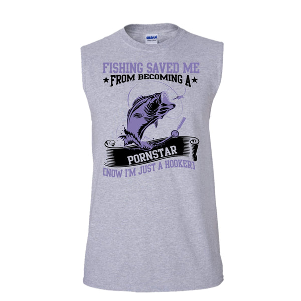 Now I'm Just A Hooker T Shirt, I Love Fishing T Shirt, Awesome t-shirts (Men's Cotton Sleeveless)