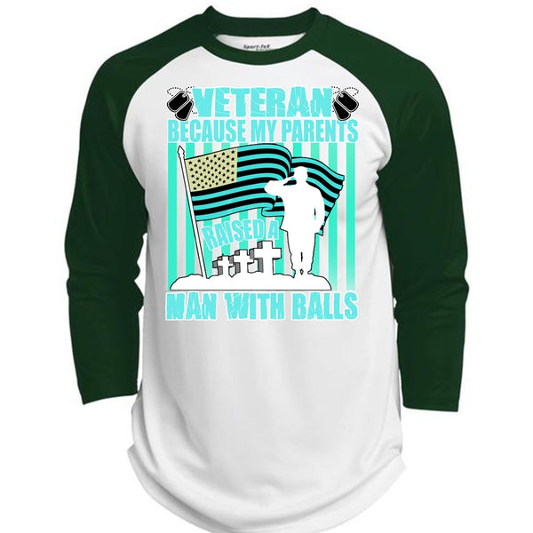 My Parents Raised A Man With Balls T Shirt, I Love Veteran T Shirt, Awesome T-Shirts  (Polyester Game Baseball Jersey)