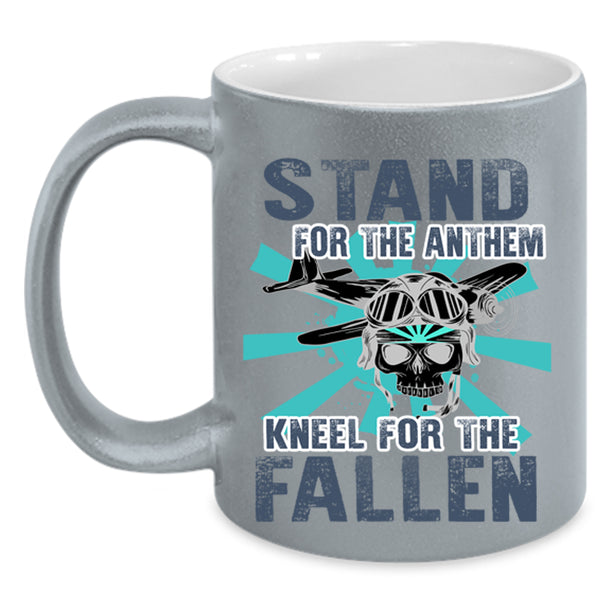 Pilots Coffee Mug, Stand For The Anthem Kneel For The Fallen Accent Mug
