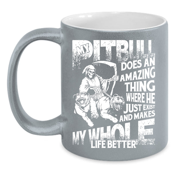 My Pitbull Does An Amazing Thing Coffee Mug, Cool pit Bulls Coffee Cup