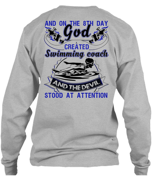 God Created Swimming Coach T Shirt, I Love Swimming T Shirt