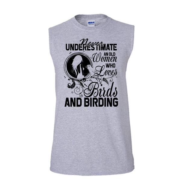 Never Underestimate T Shirt, And Birding T Shirt, Awesome t-shirts (Men's Cotton Sleeveless)