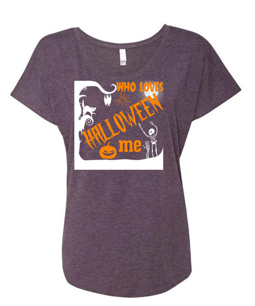 Who Loves Halloween Me T Shirt, I Wanna Be A Vampire T Shirt, Cool Shirt (Ladies' Triblend Dolman Sleeve)