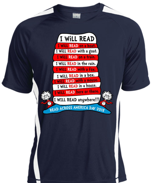 Dr. Seuss T Shirt, I Will Read On Boat T Shirt, The Cat in the Hat T Shirt, I Will Read Anywhere T Shirt, Cool Shirt