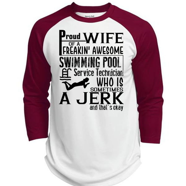 Proud Wife Of A Freaking Awesome Swimming T Shirt, I Love Swimmer T Shirt, Awesome T-Shirts  (Polyester Game Baseball Jersey)