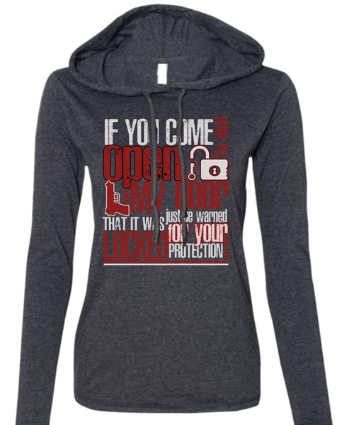 If You Come To Kick Open My Door T Shirt, Being A Gunner T Shirt (Anvil Ladies Ringspun Hooded)