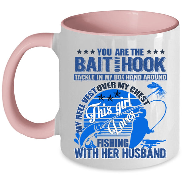 Pretty Girls Coffee Mug, This Girl Loves Fishing With Her Husband Accent Mug