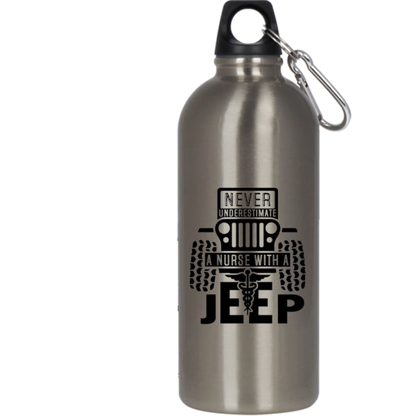 A Nurse With A Jeep 20 oz Stainless Steel Bottle,Cool Gift For Nurses Outdoor Sports Water Bottle
