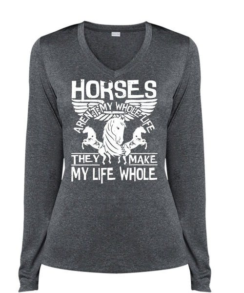 Horses Aren't My Whole Life T Shirt, Being An Equestrian T Shirt, Cool Shirt (Ladies LS Heather V-Neck)