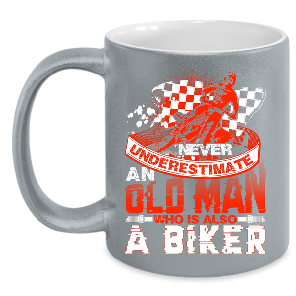 An Old Man Is A Biker Coffee Mug, Awesome Gift For Grandfather Coffee Cup