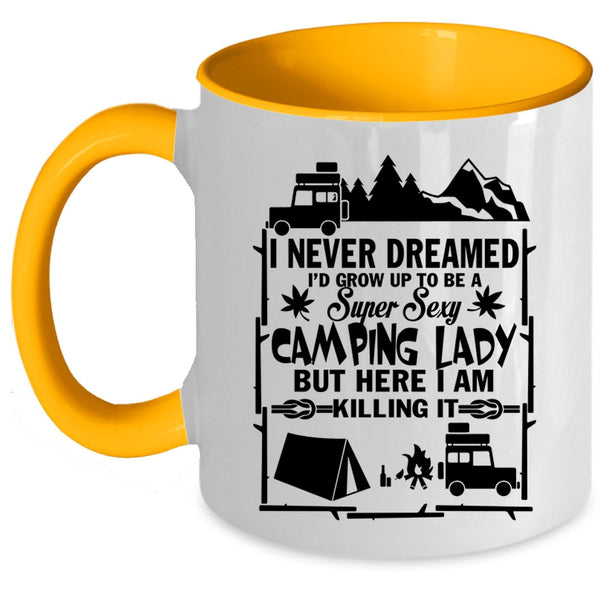 Pretty Girls Coffee Mug, I'd Grow Up To Be A Camping Lady Accent Mug