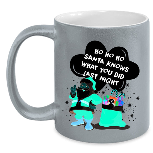 Cute Santa Coffee Mug, Santa Knows What You Did Last Night Accent Mug