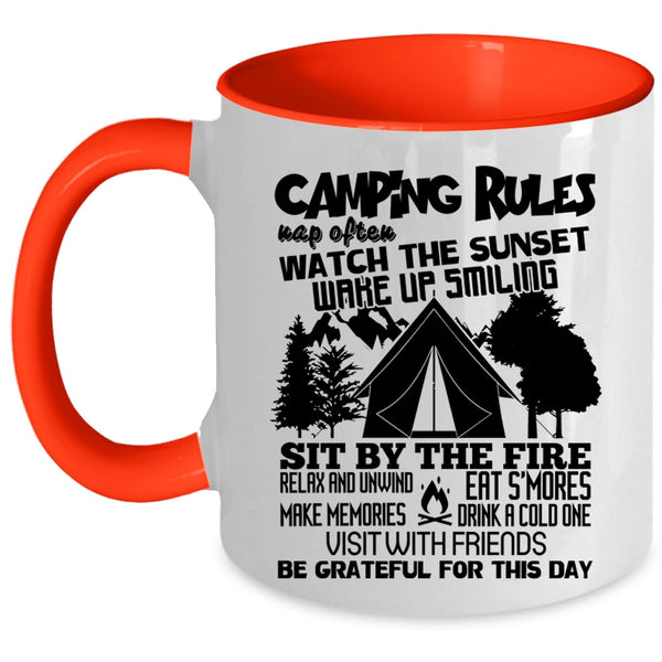 Awesome Gift For Camper Coffee Mug, Camping Rules Accent Mug