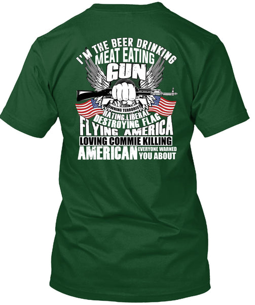 Meat Eating Gun T Shirt, Flying America T Shirt