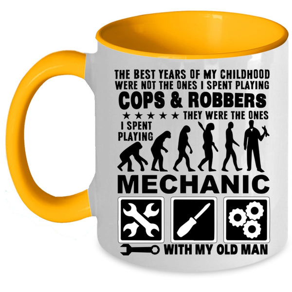 Grandpa Coffee Mug, I Spent Playing Mechanic With My Old Man Accent Mug