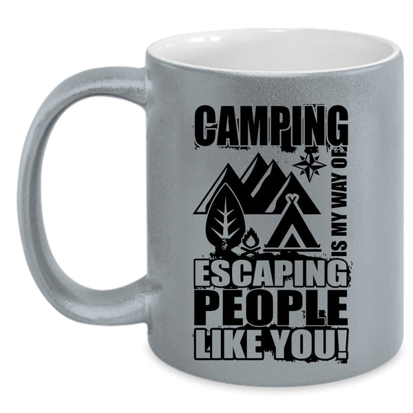 Funny Camping Coffee Mug, Camping Is My Way Of Escaping Accent Mug