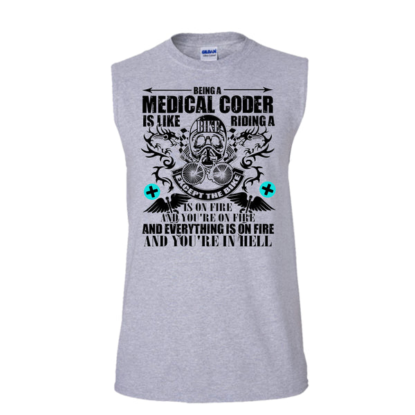 Being A Medical Coder T Shirt, I Am A Medical Coder T Shirt, Awesome t-shirts (Men's Cotton Sleeveless)