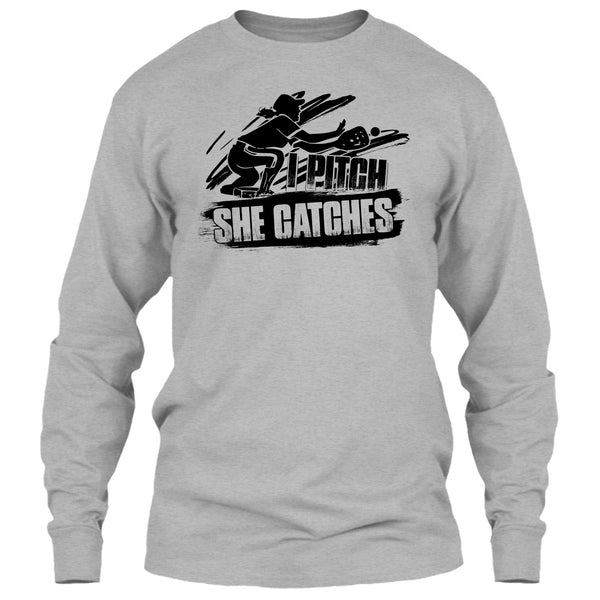 I Pitch She Catches T Shirt, Gift For Baseball Player T Shirt