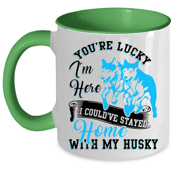 Cute Husky Coffee Mug, I Could've Stayed Home With My Husky Accent Mug