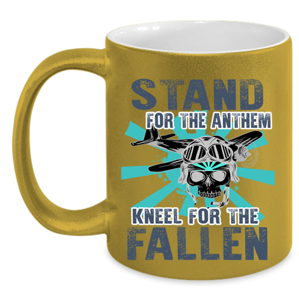 Pilots Coffee Mug, Stand For The Anthem Kneel For The Fallen Accent Mug