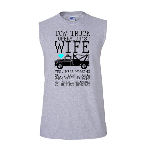 Tow Truck Operator's Wife T Shirt, Coolest Trucker T Shirt, Awesome t-shirts (Men's Cotton Sleeveless)