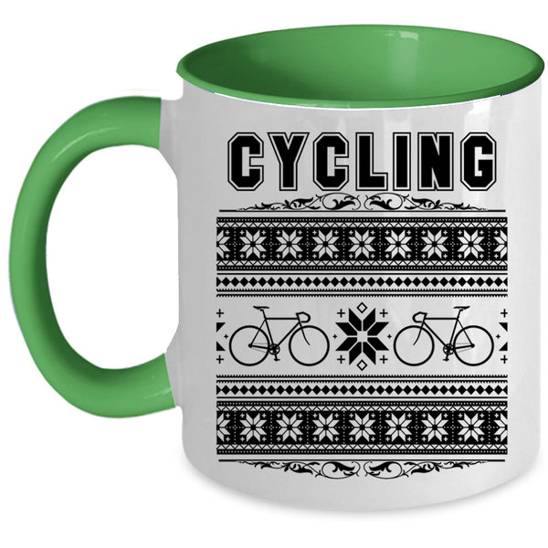 I Love Christmas  Coffee Mug, Cycling Accent Mug