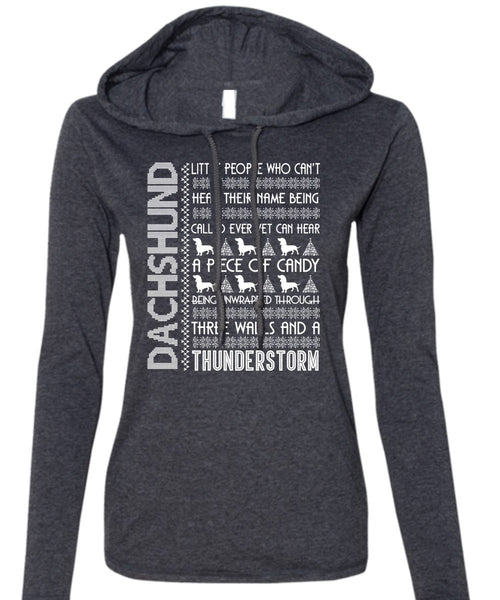 Dachshund Little People T Shirt, I Love My Dog T Shirt (Anvil Ladies Ringspun Hooded)