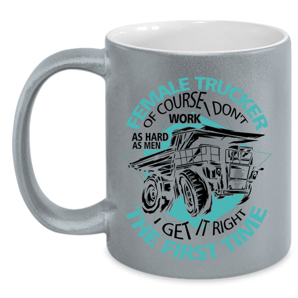 Cool Gift For Mom Coffee Mug, Female Trucker Accent Mug
