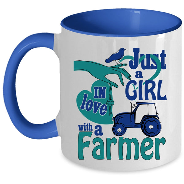 Cute Girls Coffee Mug, Just A Girl In Love With A Farmer Accent Mug