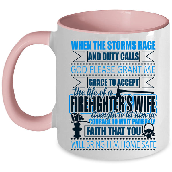 Married Coffee Mug, The Life Of A Firefighter's Wife Accent Mug