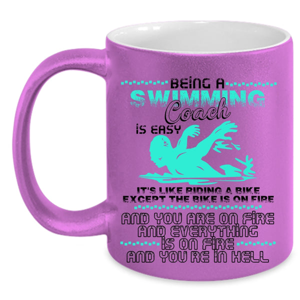 It's Like Ridding A Bike Coffee Mug, Being A Swimming coach Is Easy Accent Mug